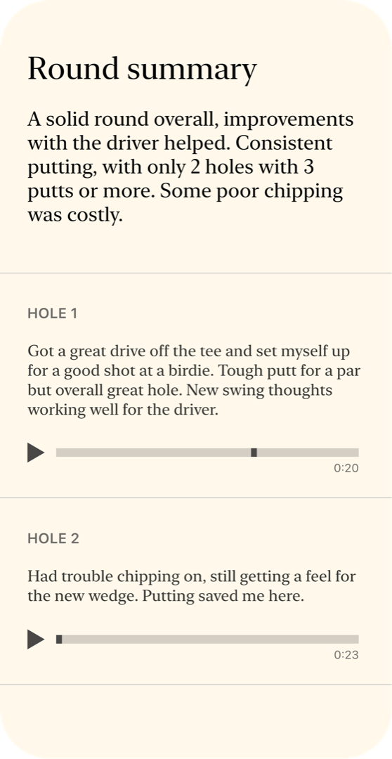 Voice note transcript view
